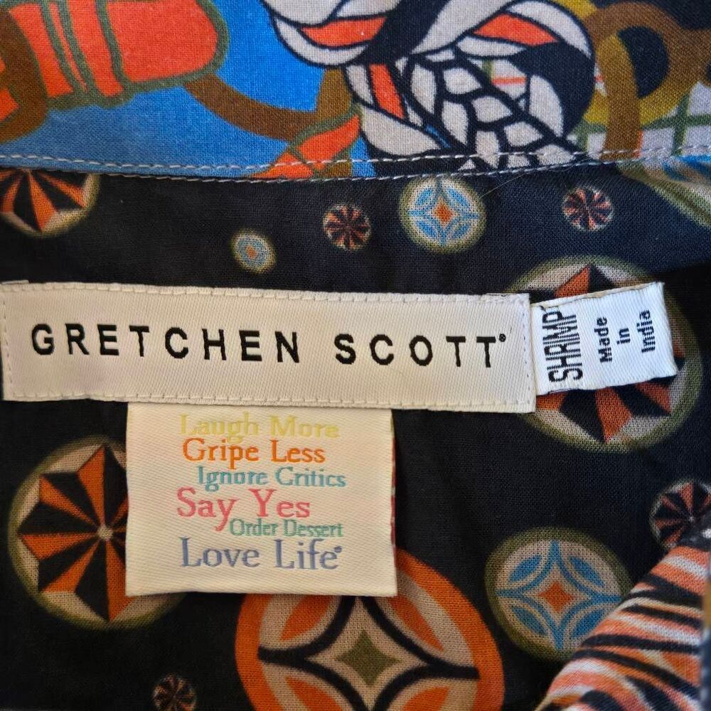 Gretchen Scott 3/4 Sleeve Button Up Boyfriend Blouse Multicolor Size Shrimp (XS) - Picture 3 of 10